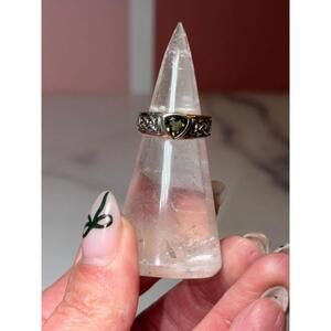 Moldavite Celtic Sterling Silver Ring: 925 Silver • Size 6